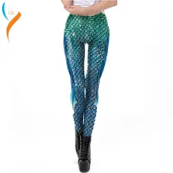 2019 new 3D mermaid colorful fish scales feet pants Europe and the United States printed stretch ladies leggings tights