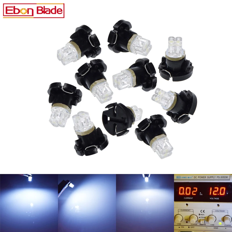 10pcs/lot T4.2 2 LED White lights instruments panel Dashboard Cluster Gauges Led light bulbs Lamp 6000K 12V DC