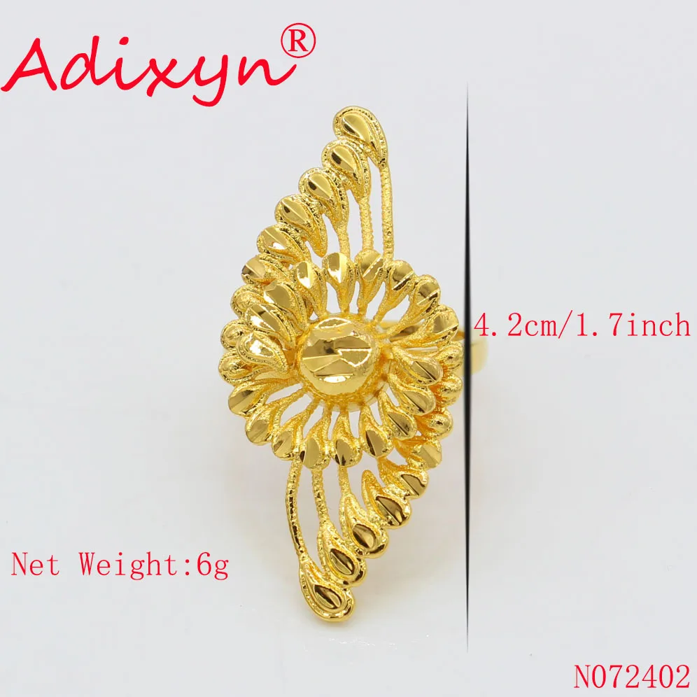 Adixyn Dubai Gold Color Resizable Ring for Women/Teenager Middle East/Dubai/Ethiopian/African Wedding Party Jewelry Gifts 072402