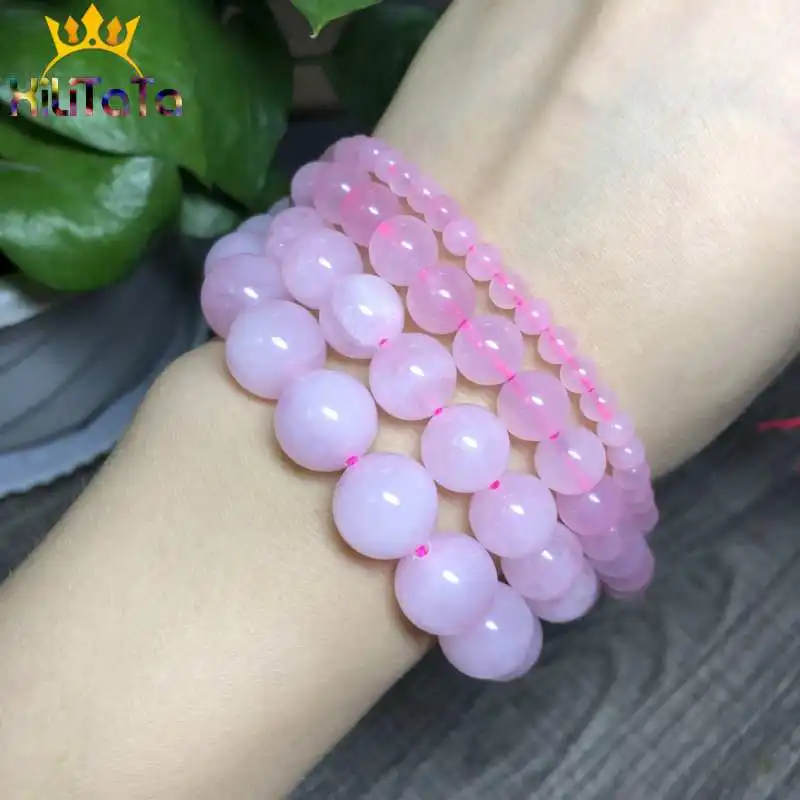 Round Natural Pink Quartz Stone Beads Crystals Loose Spacer Beads For Jewelry Making DIY Bracelet Necklace 15\'\' 4/6/8/10/12/14mm