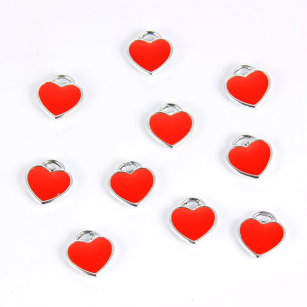10pcs Black White Pink Red Enamel Charms Heart Charms Pendant for DIY Necklaces Bracelets Jewelry Making Heart Charm Bulk Sale