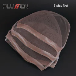 Plussign 1Pcs Swiss Lace Closure Frontal Base Brown Hand-Woven Hair Net Piece For Making Lace Wigs Cap Closure Wig Accessory