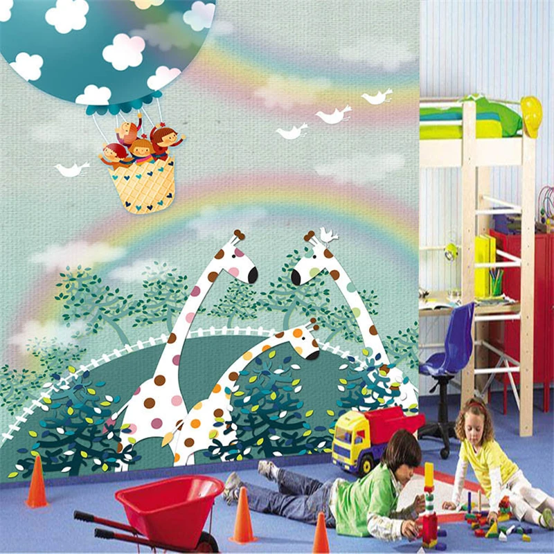 

beibehang Children's Cartoon animal Giraffe photo murals 3d wallpaper tapete Customize any size mural papel de parede wallpaper