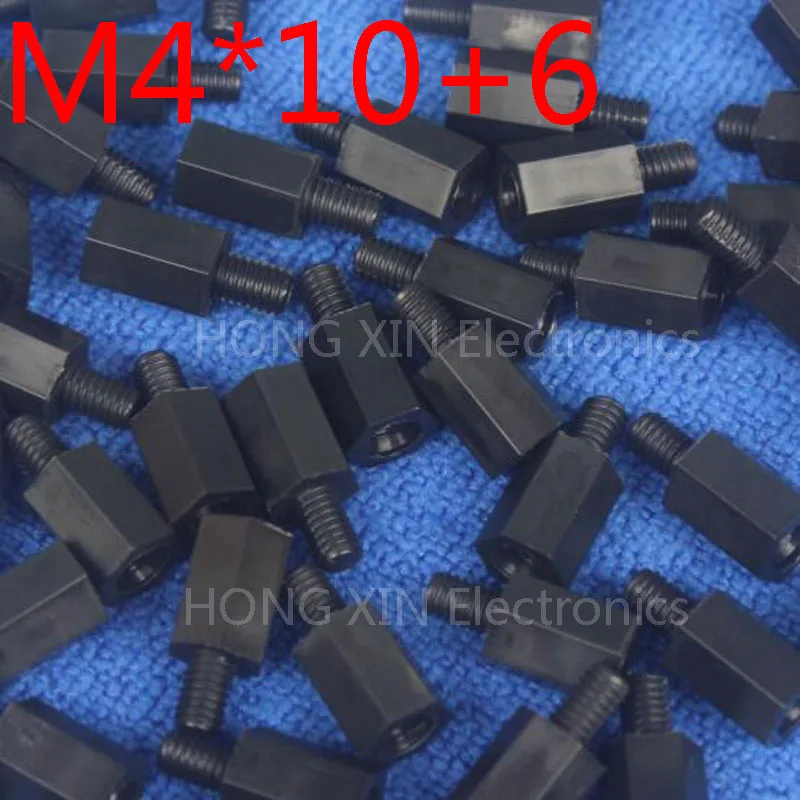 M4*10+6 Black 1pcs Nylon Standoff Spacer Standard M4 Plastic Male-Female 10mm Standoff Kit Repair Set High Quality