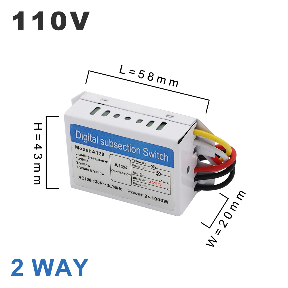 AC110V 2/3 Roads Independence Control Section Switch 2 Ways Digital Subsection Switch 3 Ways Piecewise Switch For Ceiling Light