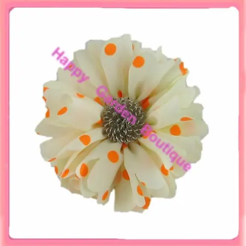 Hot sale !New 12pcss  Fluorescents ploka dots silk flower