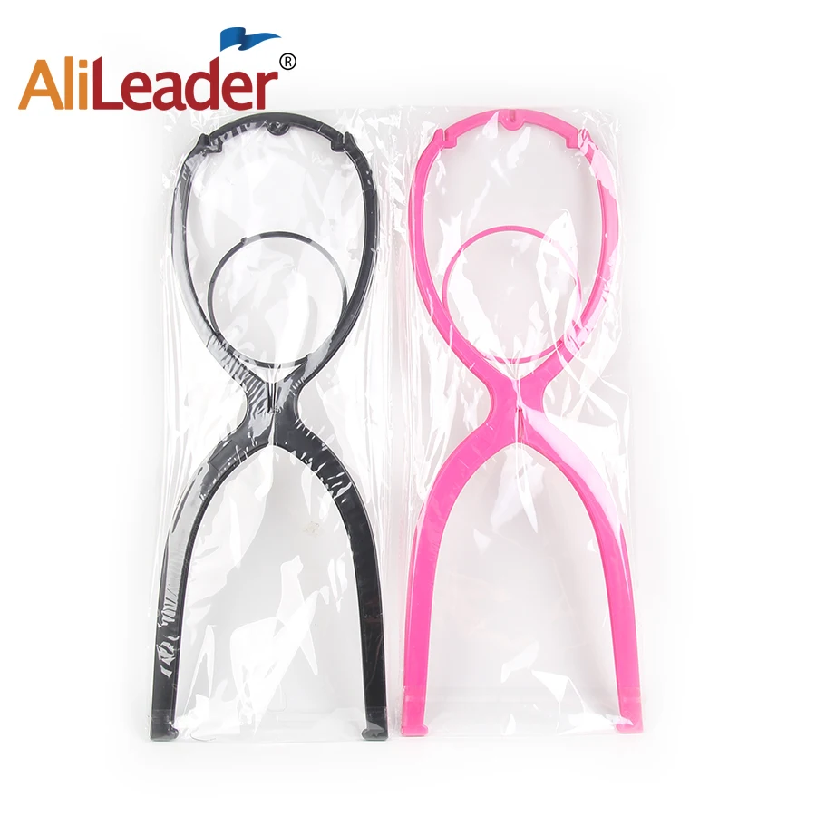 Alileader Cheap 1-3Pcs Ajustable Wig Stands Plastic Hat Display Wig Head Holders Mannequin Head/Stand Portable Folding Wig Stand