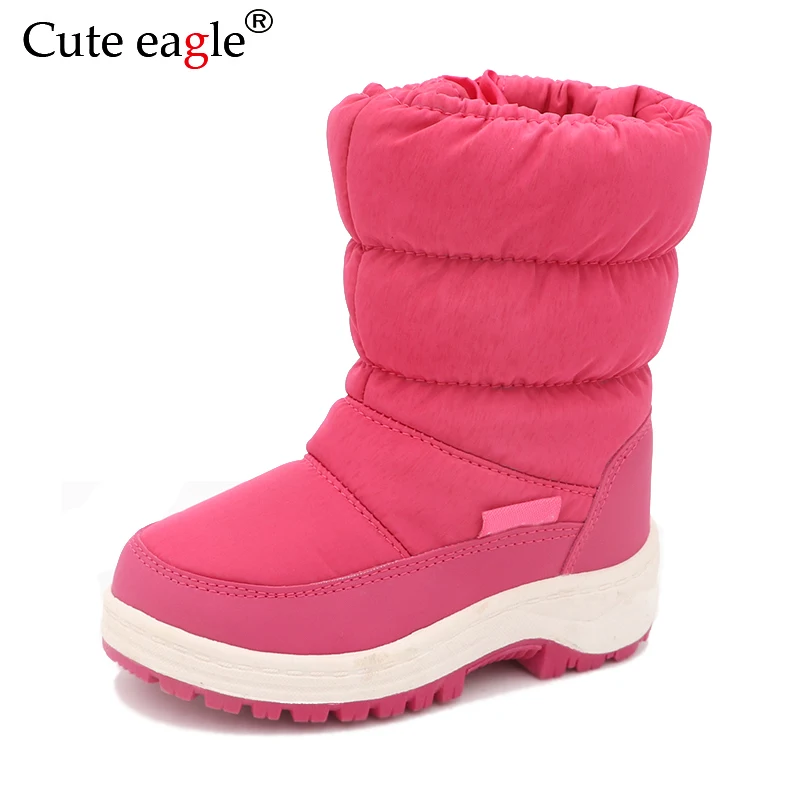 Cute Eagle Winter Girl\'s Nonslip Snow Boots Kids Mountaineering Skiing Warm Snowshoe School Outdoor Activities Eu Size 22-33