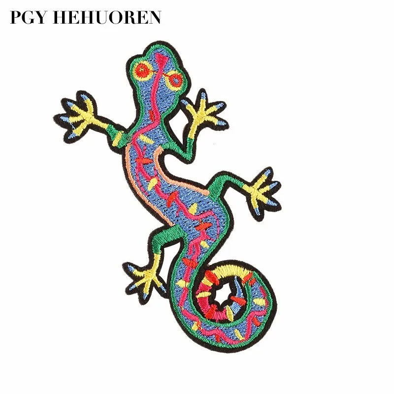 PGY Punk Lizard Embroidery Desert Animals Patches For Clothing Patches Army Badge Motif Applique DIY Clothes Accessory Stickers