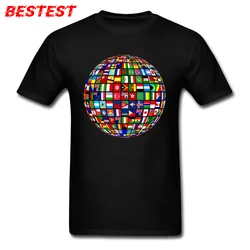 World Art T-shirt Men's T Shirts Cool Special Tops TShirt International Flag Print Tees Style Clothes 3D Black Shirt Cotton