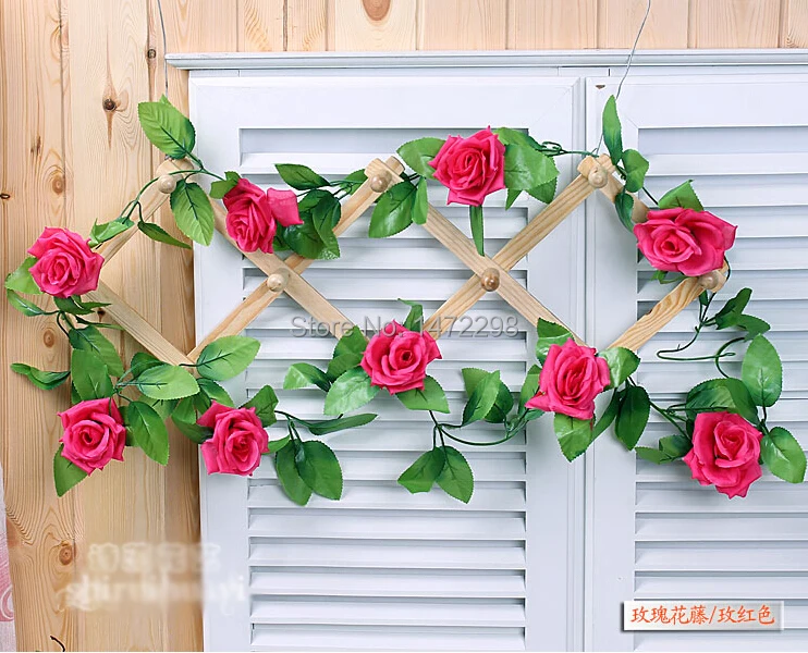 New 8Fts Artificial Rose Flower Garland Fake Plant Ivy Faux FruitT Vine Leaf Wedding Decoration Single Bloom