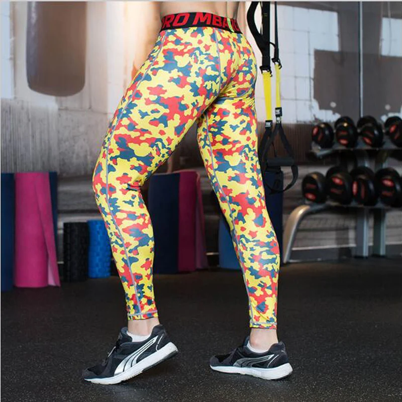 2019 Precipitò Camuffamento Degli Uomini di Compressione Calzamaglie Nuovo Pantaloni di Lycra Skinny Leggings Abbigliamento Per Il Fitness