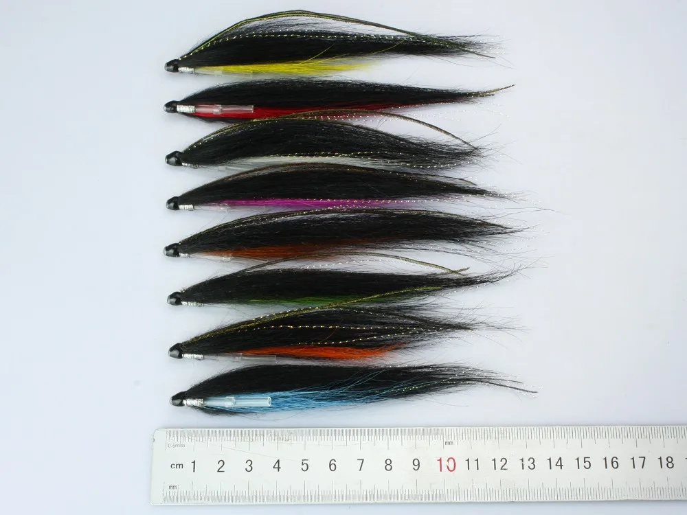 Tube Fly Skinny Sunray Shadow Salmon Flies Total lenght 12cm, tied on 25mm Plastic Tubes (8-pack)