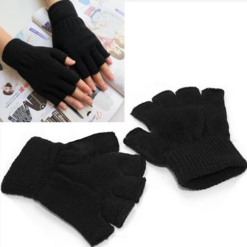 Winter Half Finger Fingerless Gloves Unisex Outdoor Mittens Short Warm Glove Women Men Wool Knit Gloves Elastic Comfort Glove