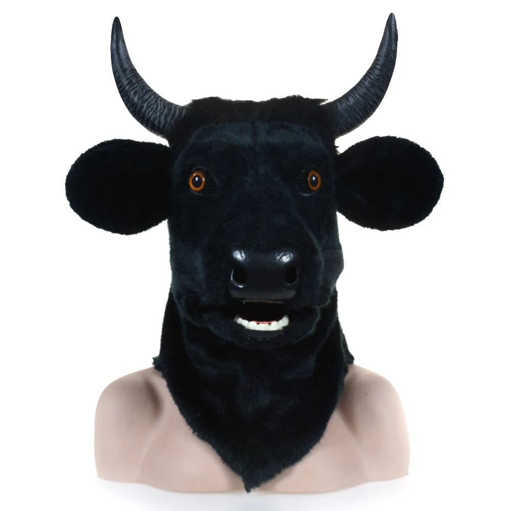 2022 HUITAI FURRY  HANDMADE MASKED BALL JAW MOVING  MASKS  BLACK BULL  PARTY-MASKS COSTUME PROPS