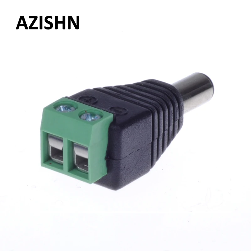 AZISHN 100PCS/LOT 2.1mm x 5.5mm Female Male DC Power Plug Adapter for CCTV CAMERA