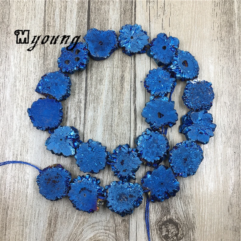 

Flower Shape Crystal Quartz Stalactite Slab Slice Beads,Blue Titanium Crystal Druzy Slab Pendant Beads MY1510