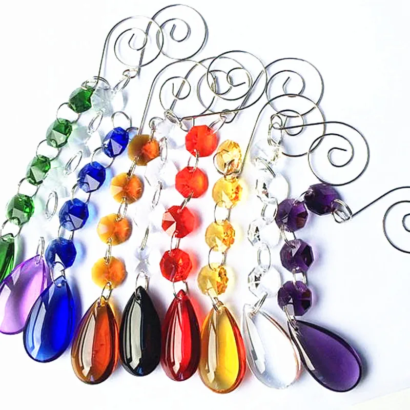 10pcs/lot Crystal Beads Strands With Glass Oval Water Drops For Out Door Christmas Tree Decoration/ Cake Topper Supply Hanging