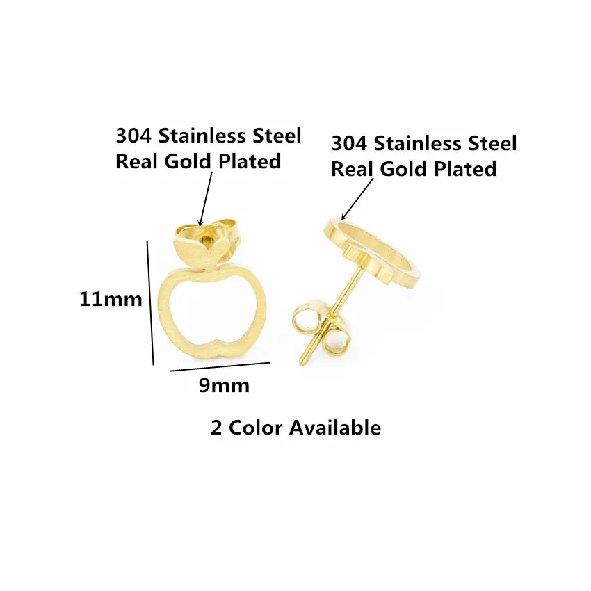 V Attract Teacher Apple Stud Earring Stainless Steel Women Classic Pendientes  Korean Jewelry Best Friend  Gift
