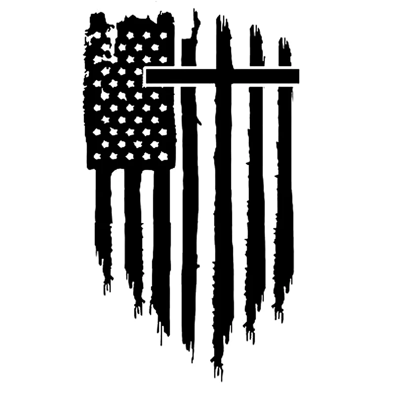 9.5cm*16.6cm American Flag Christian Cross Jesus Bible God Originality Car Sticker S6-3414