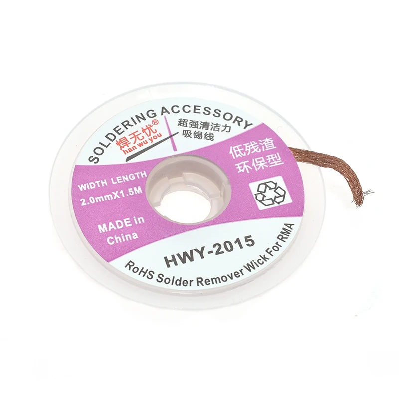 DIY 1.5mm 2mm 2.5mm 3mm 3.5mm 1.5M długość taśma rozlutownicza lutowanie spawanie Remover knot drut ołowiany przewód Flux naprawa BGA narzędzie — zdjęcie 6