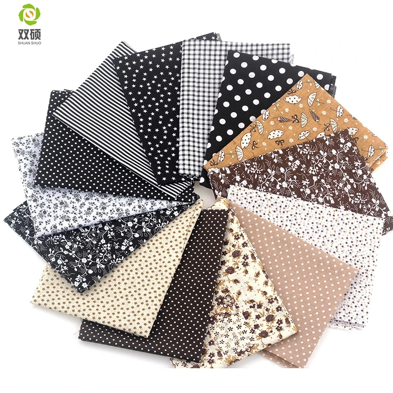 Shuanshuo Black &Coffee Charm Packs Patchwork Cotton Fabric Telas Bundle Tilda Quilting Scrapbooking Cloth 20x24CM  14pcs/lot