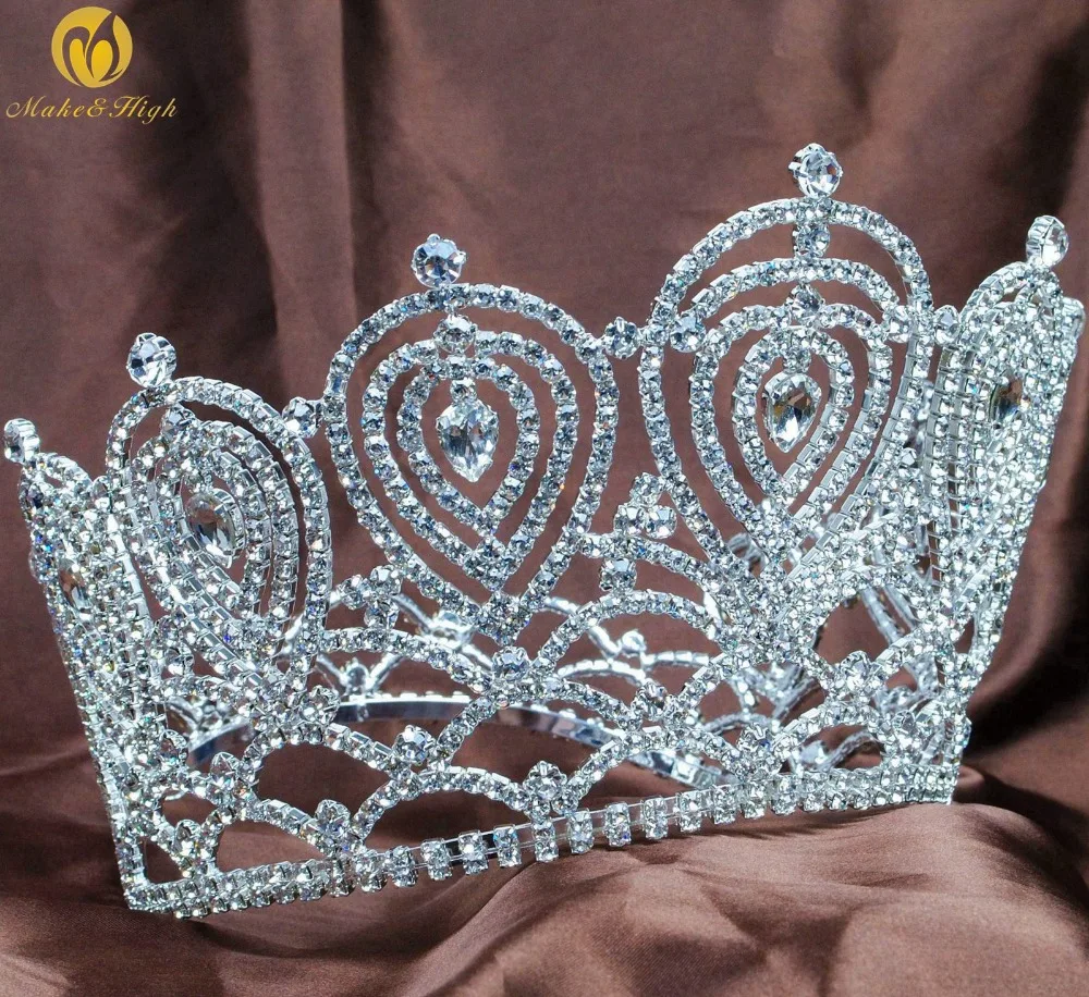 

Miss Beauty Pageant Tiara Contoured Silver Plated Crown 4.75" Headband Austrian Rhinestone Wedding Bridal Party Prom