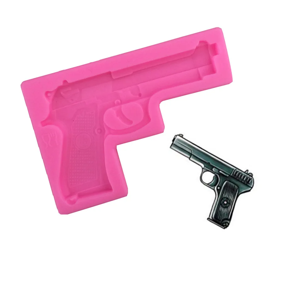 3D Gun Design Silicone Cake Mold Sugarcraft Fondant Cake Decorating Tools Chocolate Gumpaste Clay Candy Moulds Kitchen Baking