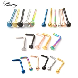 Alisouy 1PC 20G Steel Nose Rings Nariz Earrings Nostril Piercings Nose Screw Curved Prong Nose Stud Septum Rings Body Jewelry