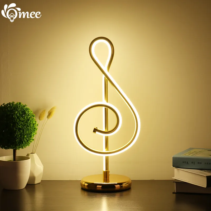 Lampe de Table LED en Forme de Note de Musique, Luminaire Décoratif d'Nik, Disponible en Blanc et en Or, Idéal pour un Bureau ou un Document Interchangeable