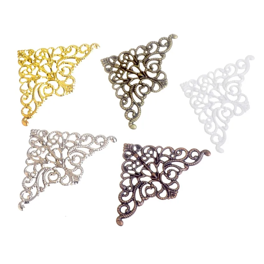 

Free shipping 5PCS/lot 5Color Metal Triangle Filigree Wraps Connectors Crafts Gift Decoration DIY Findings 4.8x7.5cm