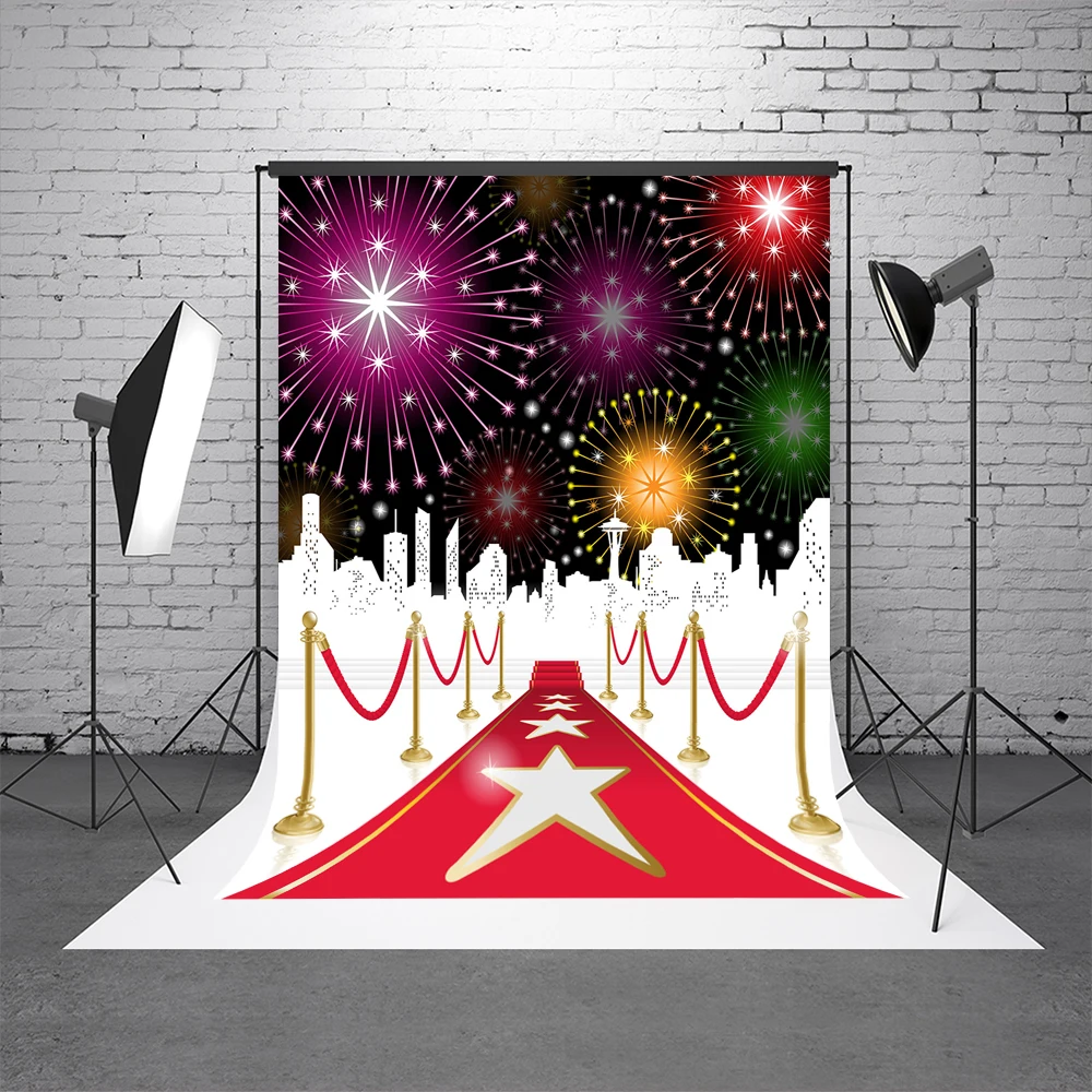 VinylBDS  Red Stage Photo Background Photography Backdrop Carpet Aperture Backgrounds For Photo Studio Fireworks Backdrop