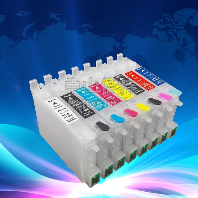 INK WAY Compatible empty  refillable ink cartridges for Epson stylus photo R1800 R800,with ARC chips,10sets