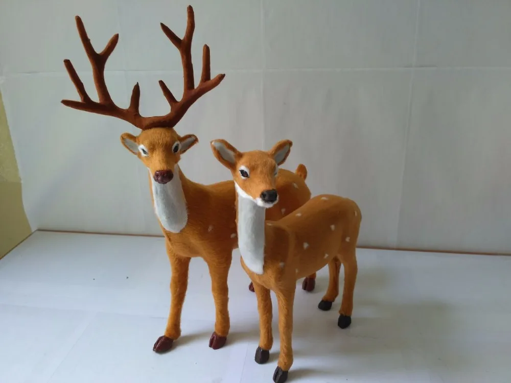 

large artificial couples deers model,polyethylene&faux furs handicraft Figurines home garden decoration toy gift a1808