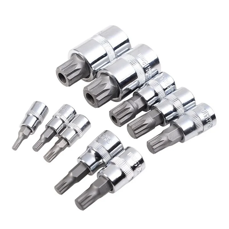 Nuovo 10 pz 12 Punto Triple Square Spline Bit Socket Set Per a Prova di Manomissione Lug Nuts, cilindro Testa del Bullone 4-18