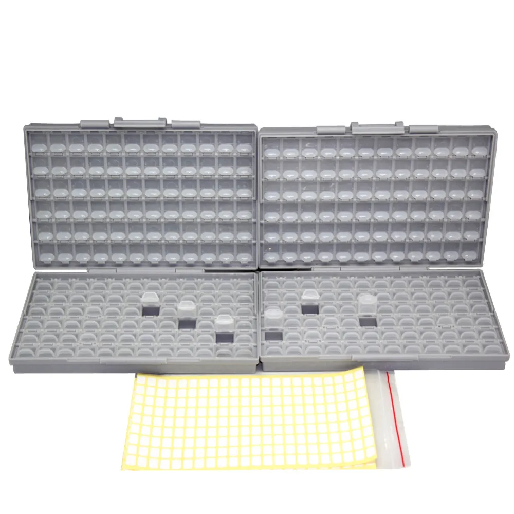 AideTek-caja de herramientas de plástico, 2 unidades de condensadores de resistencia electrónica, estuches de almacenamiento SMD y Organize 0603, 0402, 0805, 1206