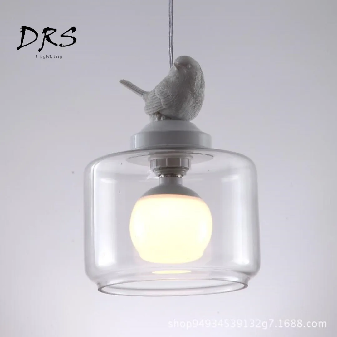 

Nordic Garden Restaurant Pendant Lights Bar Children's Creative Room Luminaria De Teto Balcony Porch Glass Bird Designer Lamp