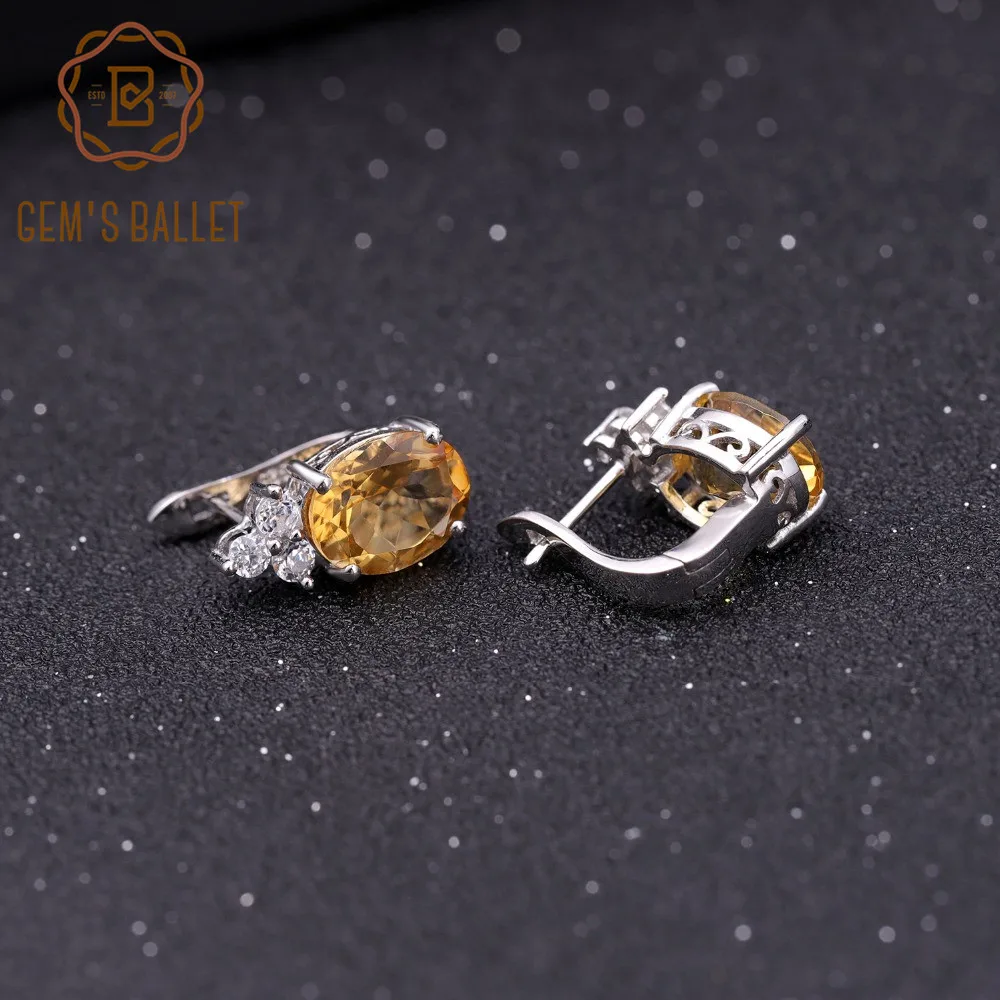 GEM'S BALLET 5.21Ct Natural Citrine Gemstone Stud Earrings Solid 925 Sterling Silver For Women Fine Jewelry Valentine's Day Gift