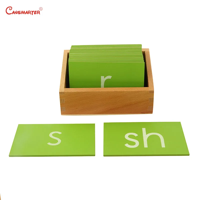 Montessori Chinese Sandpaper Language Teaching Aids Toys Learning Baby Beech Wooden Box Early Educational Box Toys Kids LA047-3