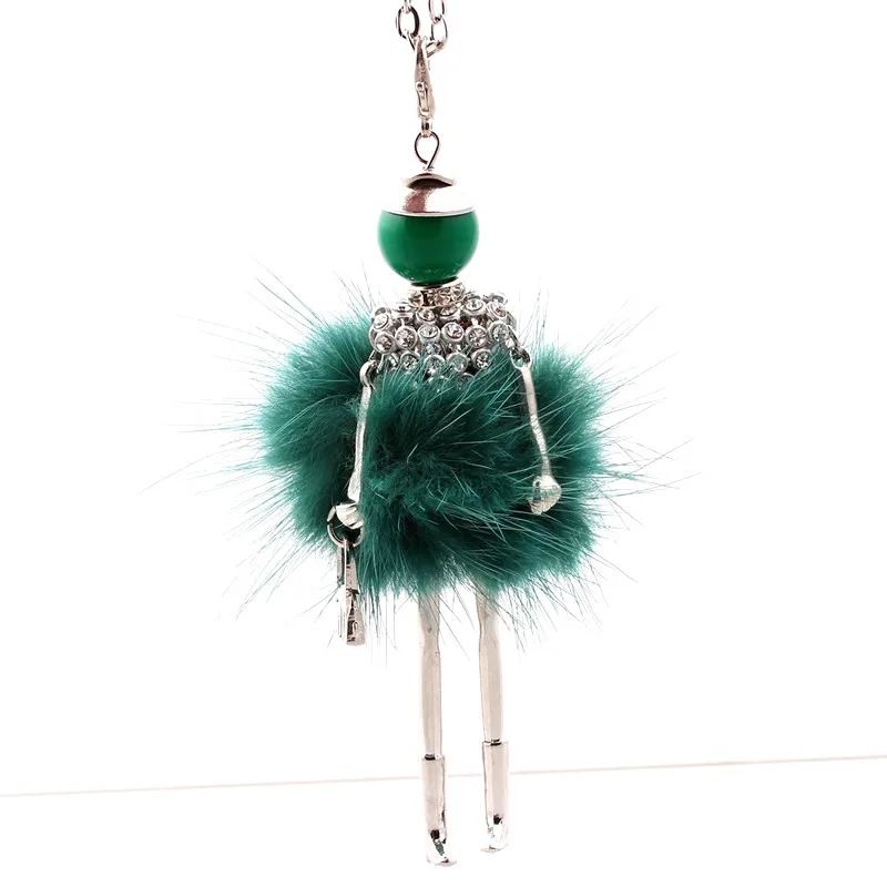 Fashion Lovely Fluffy Doll Necklace Long Chain Jewelry Women Princess Dress French Necklaces Pendants For girls Gifts 8 colors