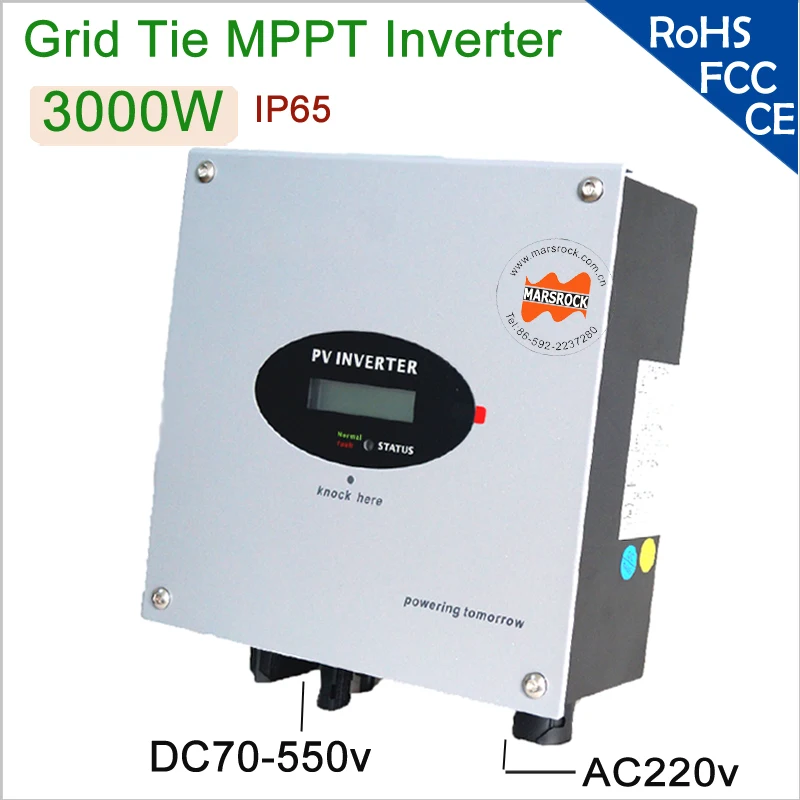 3000W 220V AC Single Phase Grid Tie Solar Inverter with DC Switch, RS232 port, IP 65 for home use, available for European Market