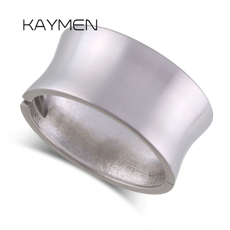 KAYMEN Round Metal Brushed Golden Fashion Bangle for Women Girls Simple Style Statement Bangle Jewelry Gifts Wholesale In Stock