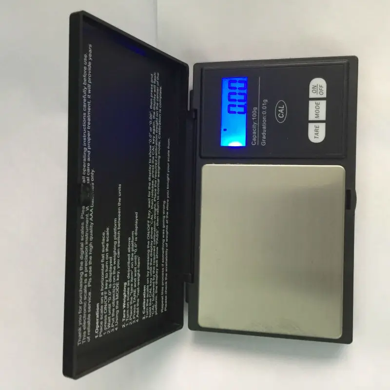 100g 0.01 Digital Pocket Kitchen Scale Mini LCD Electronic Jewelry Weighing Scales Notebook Shape Precision Weight Balance