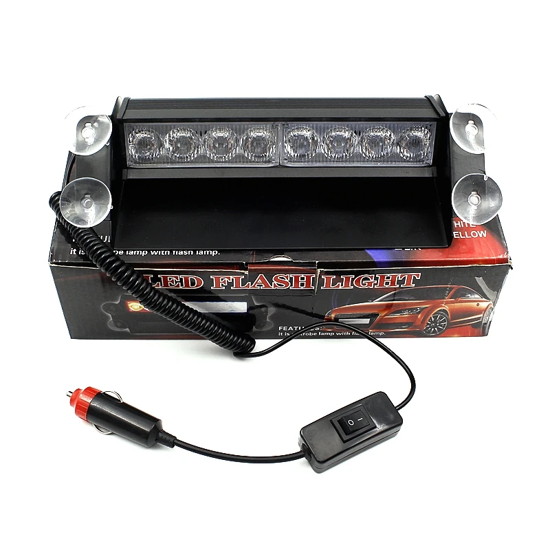 Tak Wai Lee 2X8 LED 3 Mode Strobe Flash Warning Light External Car Styling Red Blue Source Fireman Police Beacon Emergency Lamp