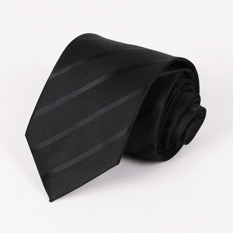 

New Arrival Fashion Black 7.5cm Ties for Men Striped Necktie Solid Bussness Brand Wedding Work Grooms Wedding Microfiber Quality