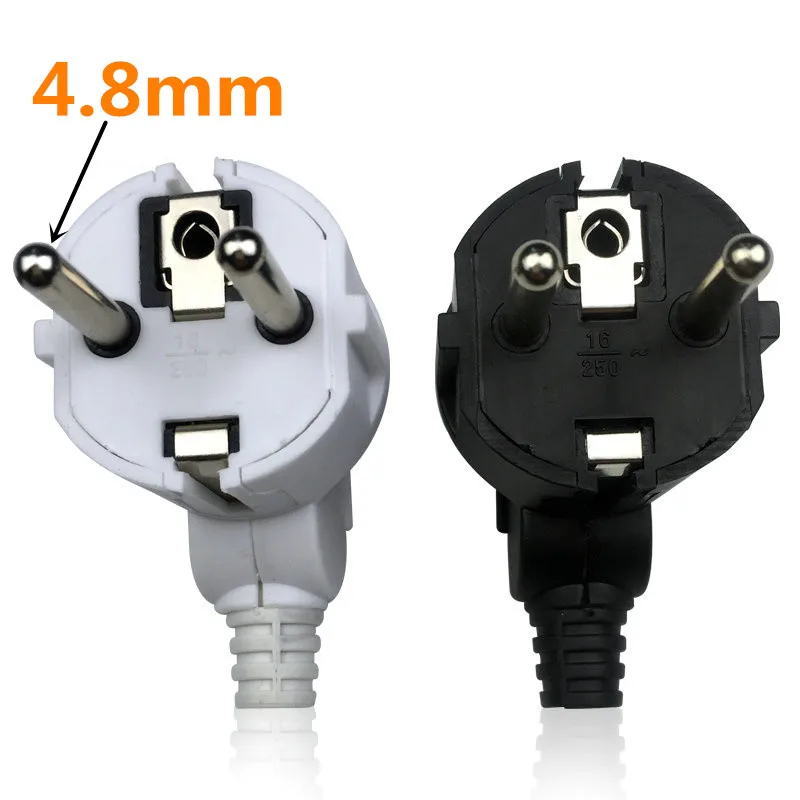 Eu AC Power Adapter Socket 16A 250V Connector Cable Electrical Plug White Black Male Converter Adaptor Detachable Plug