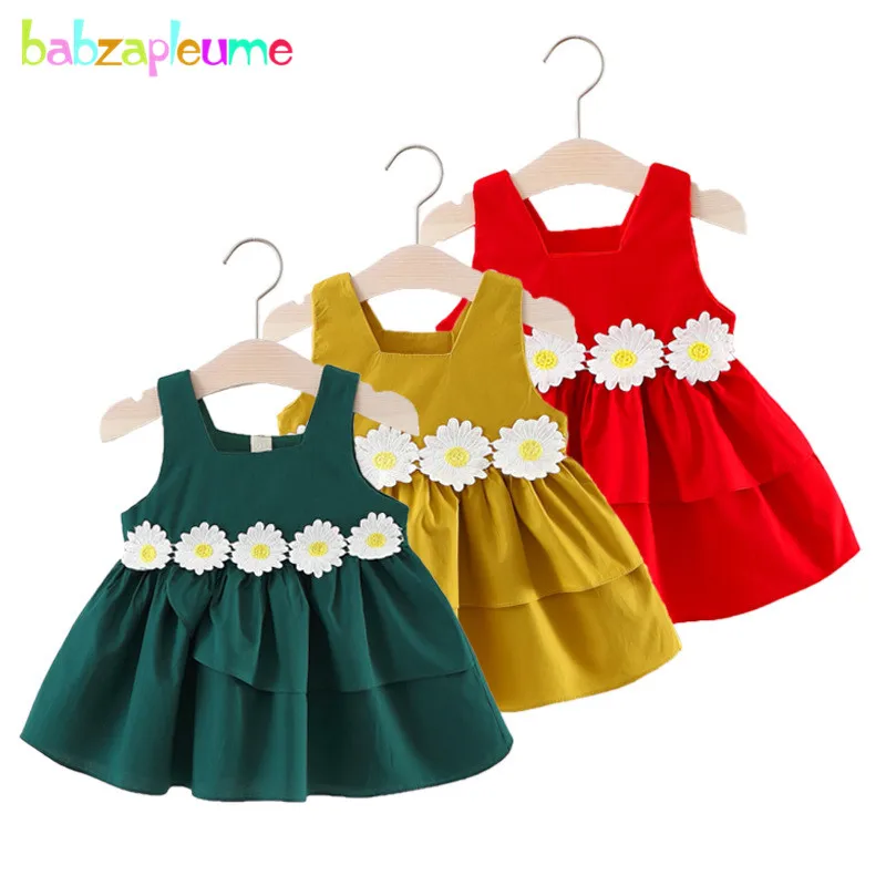 Tenues d\'été pour tout-petits filles, robes de bébé, fleurs coréennes mignonnes, rouge fibre de coton, robe de princesse d\'anniversaire de luxe,