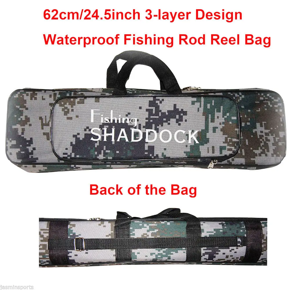 Camouflage Two-Layer Nylon Fishing Bag Large Capacity Double Layer Fishing Rod Tackle Bag Fishing Equipment Multi-Purpose