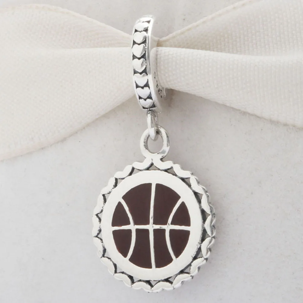 

Authentic 925 Sterling Silver Charm Basketball Glaze Pendant Beads For Original Pandora Charm Bracelets & Bangles Jewelry