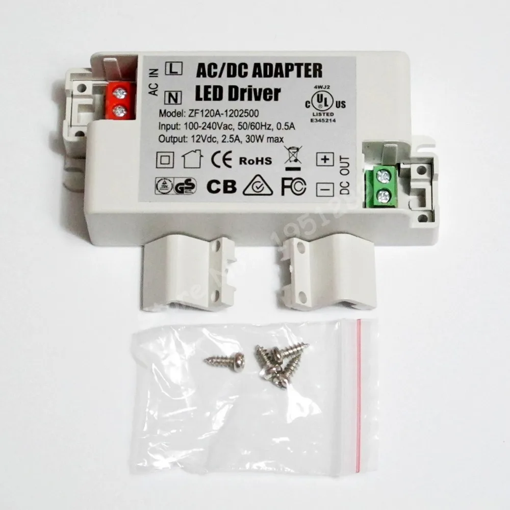 30W 2500mA MR16 MR11 LED Driver AC/DC Adapter Transformer Input AC 100V-240V Output DC 12V For LED spotlight and LED strip